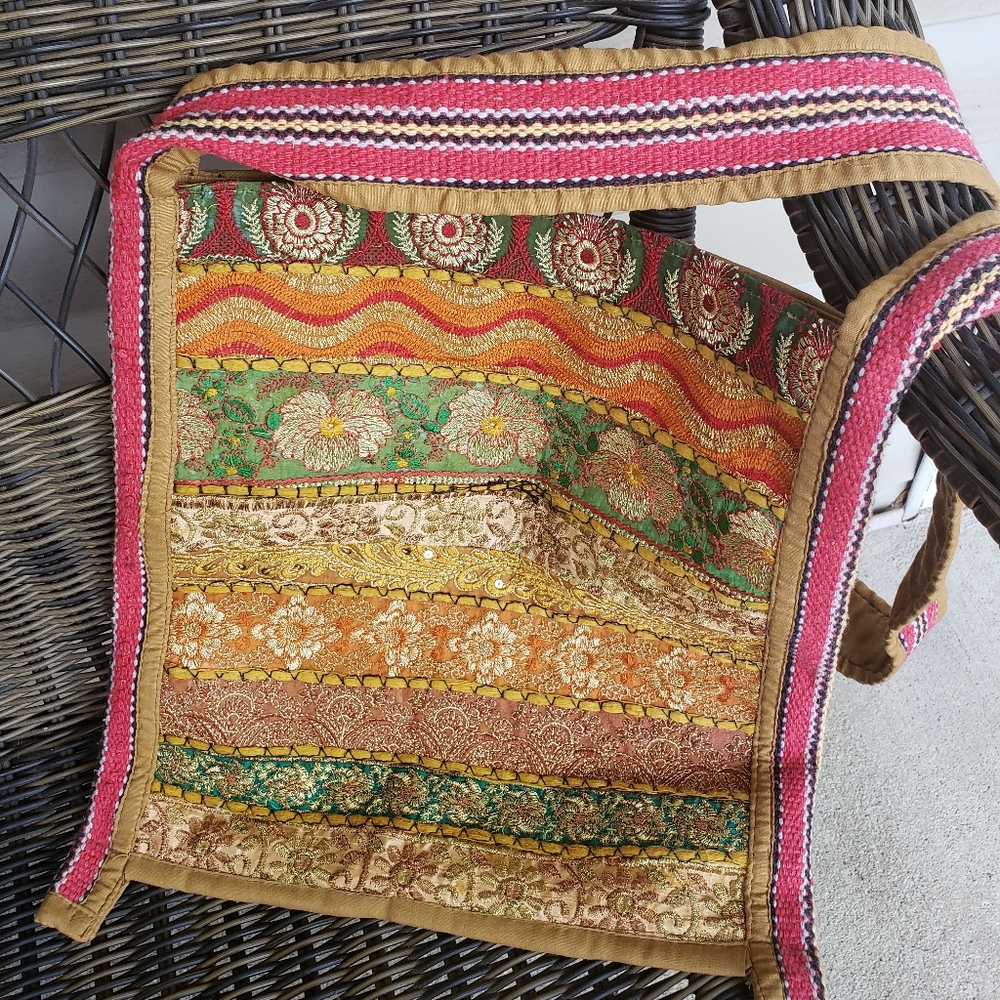 Embroidered Messenger Crossbody Multicolor Bag
